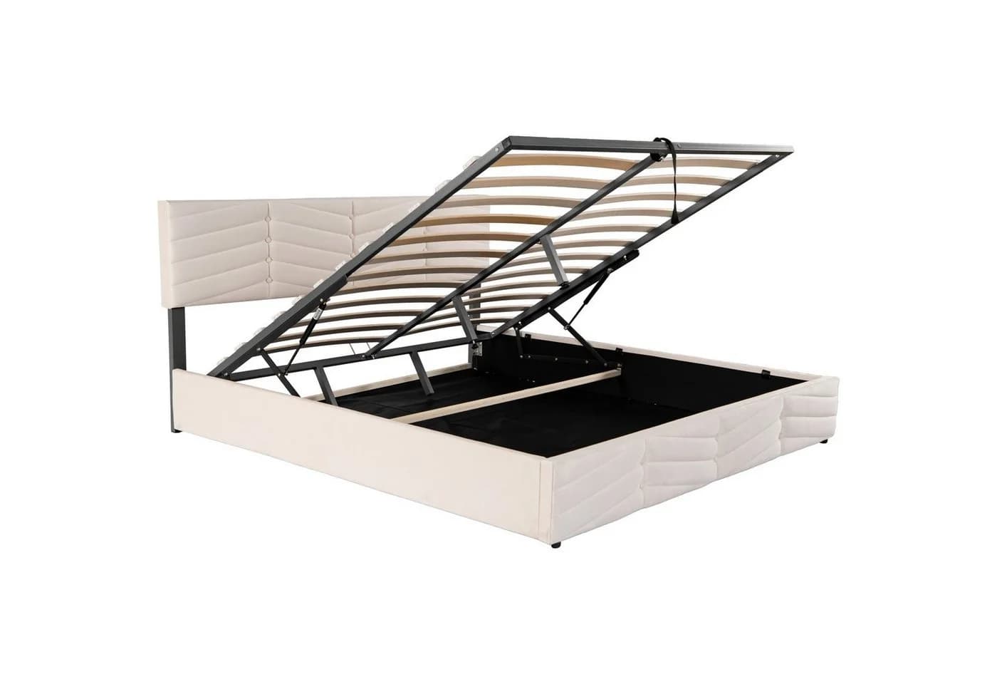 Flieks Polsterbett Hydraulisch 160x200cm Samt Beige - Bild 4