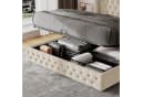 Flieks Polsterbett Samt Hydraulisches Funktionsbett Beige Bild 4