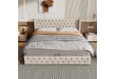 Flieks Polsterbett Samt Hydraulisches Funktionsbett Beige Bild 1