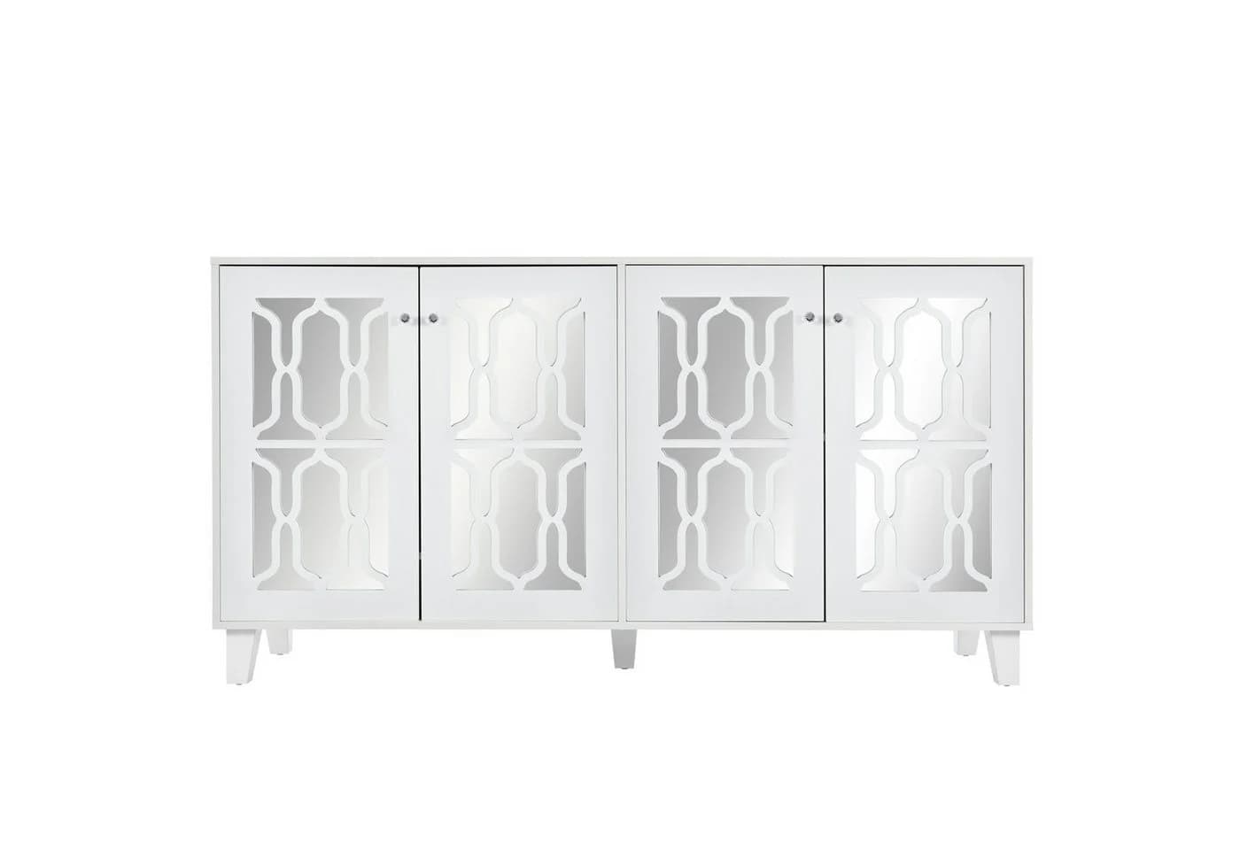Flieks Sideboard Weiß mit 4 Spiegeltüren - Schrank für Wohnzimmer & Schlafzimmer - Bild 2