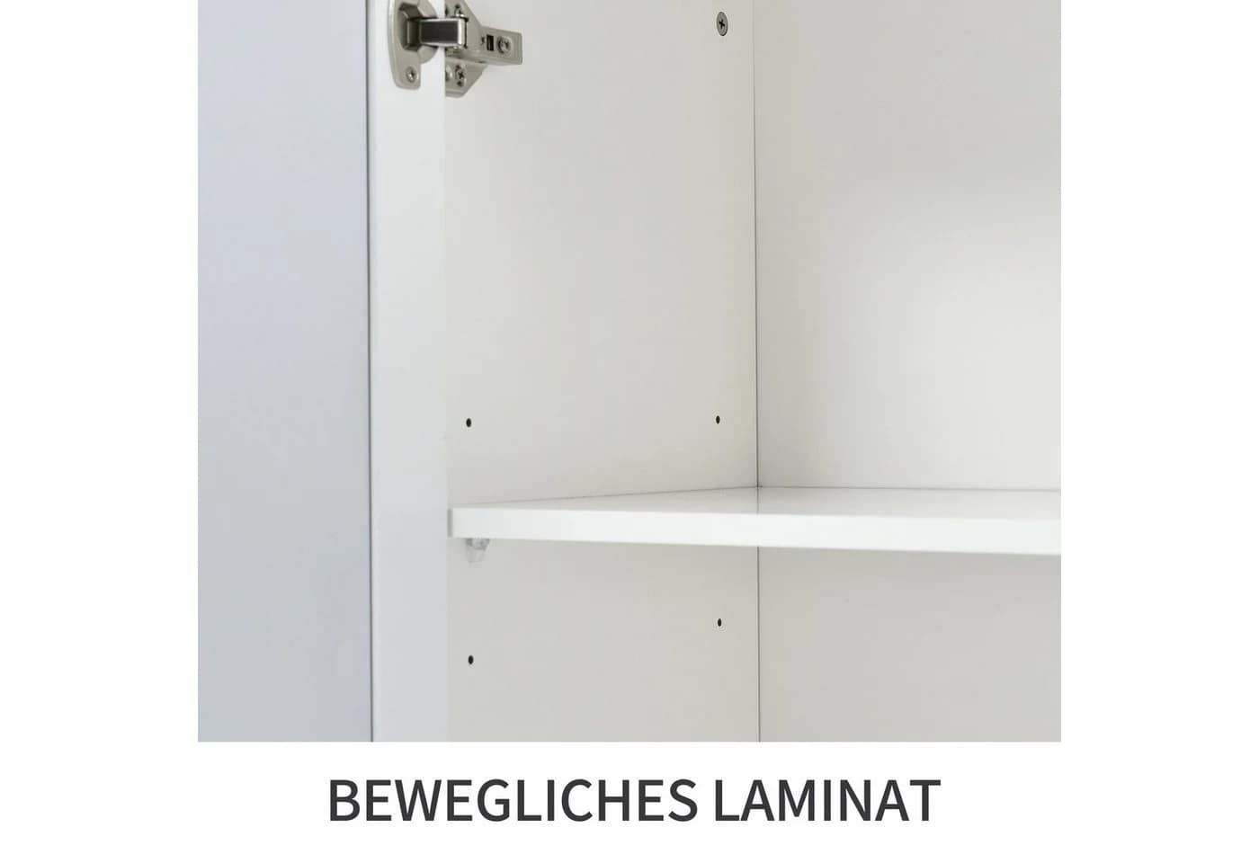 Flieks Sideboard Weiß mit 4 Spiegeltüren - Schrank für Wohnzimmer & Schlafzimmer - Bild 4