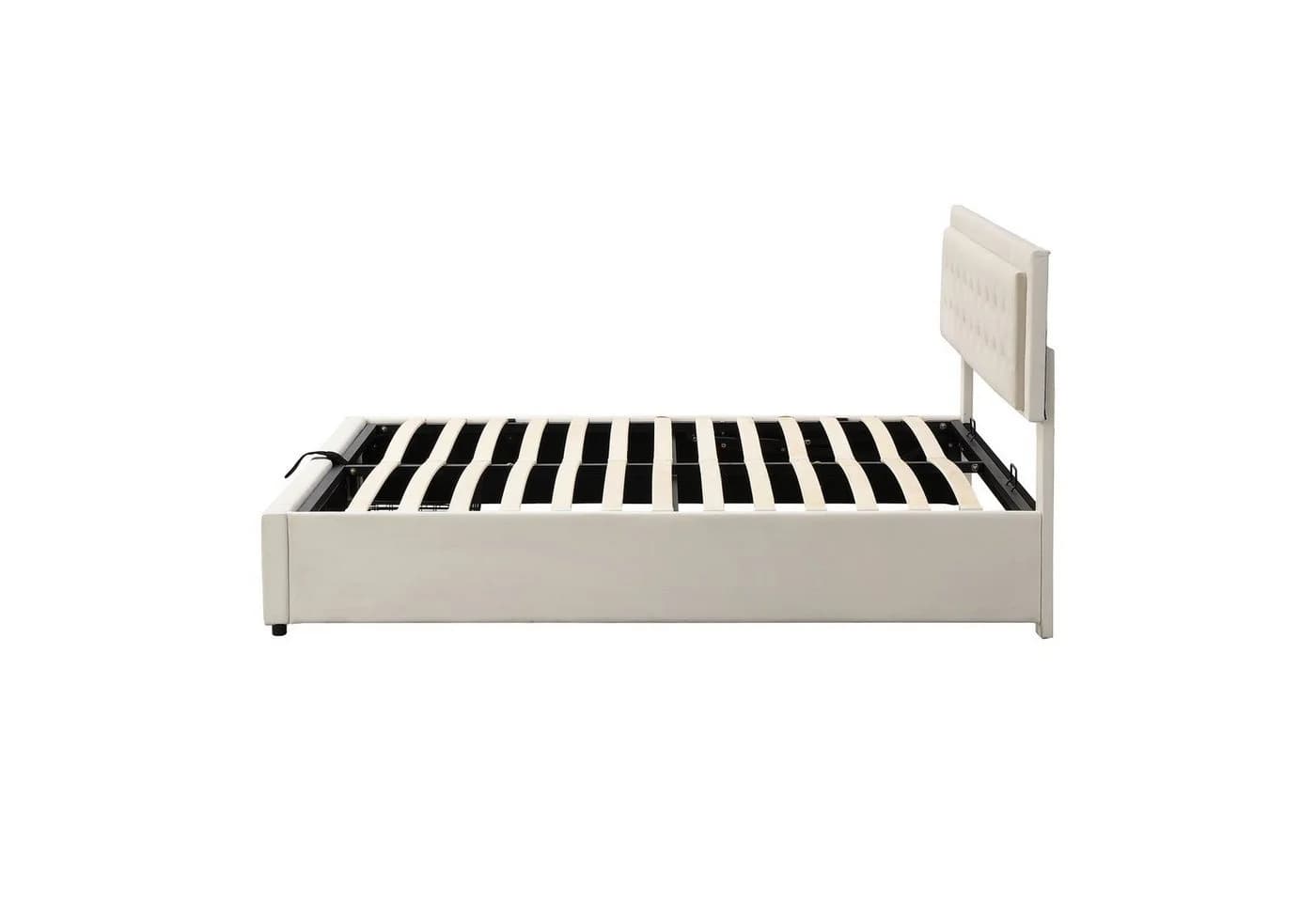 Flieks Polsterbett Hydraulisches Stauraumbett Samt Beige - Bild 5