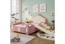 Flieks Polsterbett Kinderbett mit LED Beleuchtung und Rutsche Rosa Bild 1
