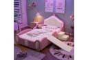 Flieks Polsterbett Kinderbett mit LED Beleuchtung und Rutsche Rosa Bild 2