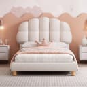 Flieks Polsterbett Einzelbett 90x200cm Halbkreisform Kopfteil Vliesimitat Weiß Bild 1