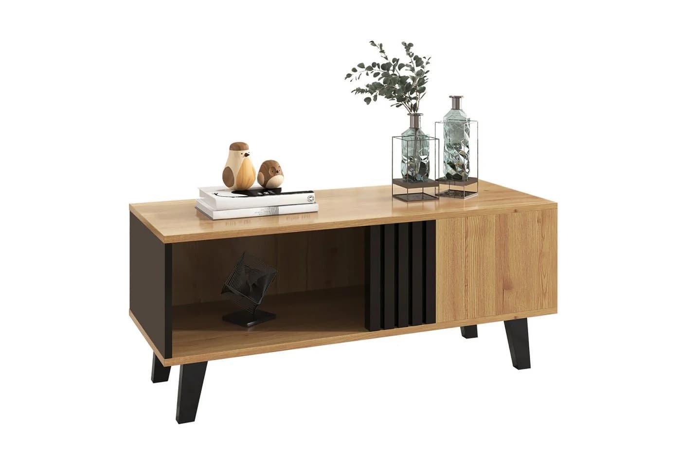 Merax Couchtisch Patchwork Holz mit Stauraum Landhausstil - Bild 2