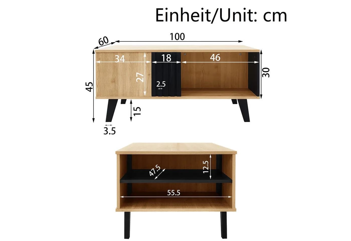 Merax Couchtisch Patchwork Holz mit Stauraum Landhausstil - Bild 5