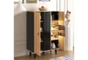 Merax Highboard mit LED und Glastür - 8 Fächer Schwarz Landhausstil Bild 1