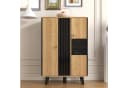 Merax Highboard mit LED und Glastür - 8 Fächer Schwarz Landhausstil Bild 3