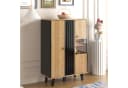 Merax Highboard mit LED und Glastür - 8 Fächer Schwarz Landhausstil Bild 4