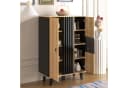 Merax Highboard mit LED und Glastür - 8 Fächer Schwarz Landhausstil Bild 5