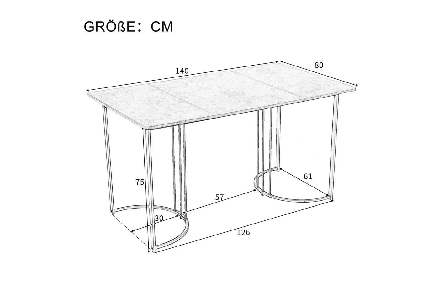 Flieks Esstisch Rechteckig Marmoroptik Metallbeine Schwarz - Bild 3