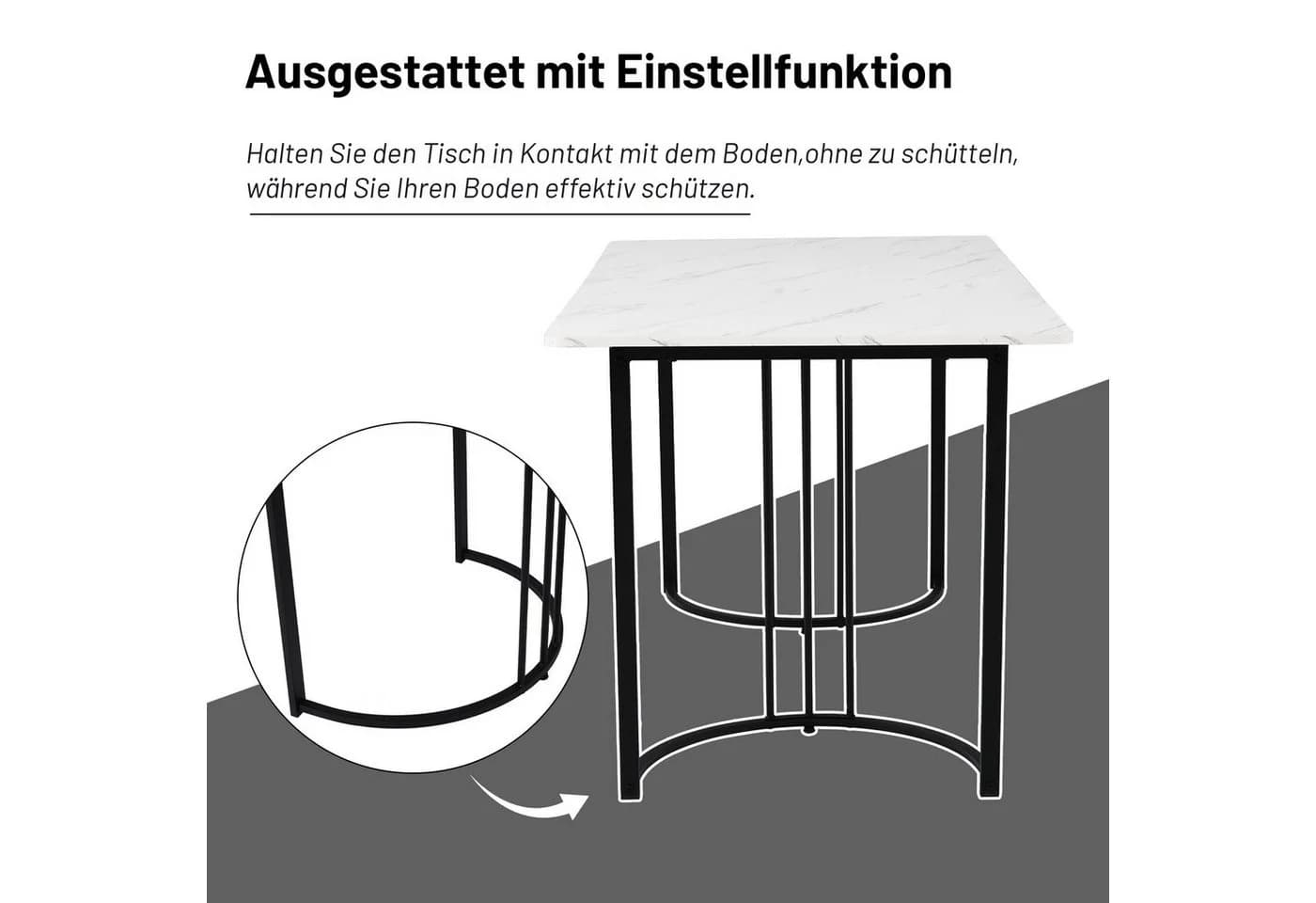 Flieks Esstisch Rechteckig Marmoroptik Metallbeine Schwarz - Bild 4