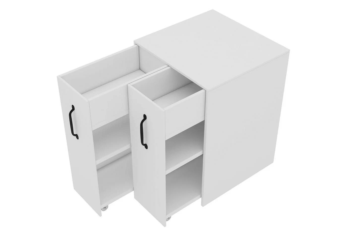 Flieks Bücherregal mit Rollen und 2 Schubladen Weiß - Bild 3