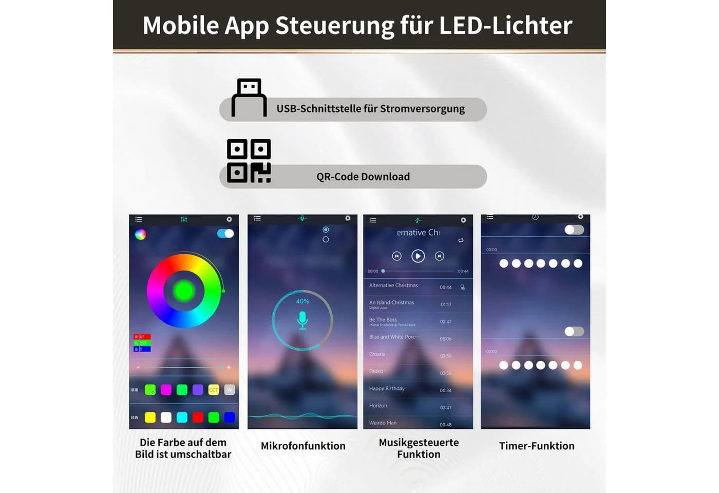 Flieks Küchenbuffet Schwarz mit LED-Beleuchtung und Gläserhalter - Bild 5