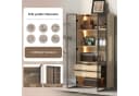 Merax Vitrine mit Glastüren und LED - MDF Eichenfurnier Schwarz Bild 1