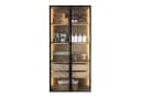 Merax Vitrine mit Glastüren und LED - MDF Eichenfurnier Schwarz Bild 2