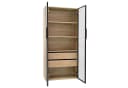 Merax Vitrine mit Glastüren und LED - MDF Eichenfurnier Schwarz Bild 4