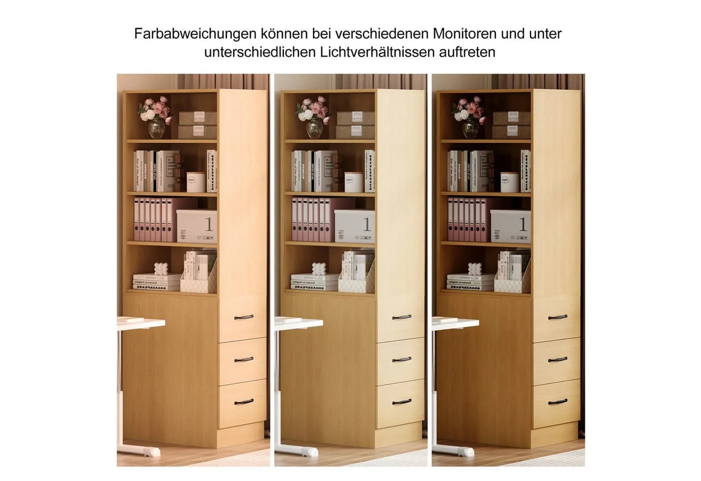 Flieks Bücherregal mit Schubladen Natur Hochschrank - Bild 5