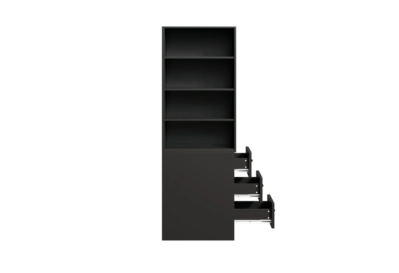 Flieks Bücherregal Schwarz mit seitlichen Schubladen - Bild 5