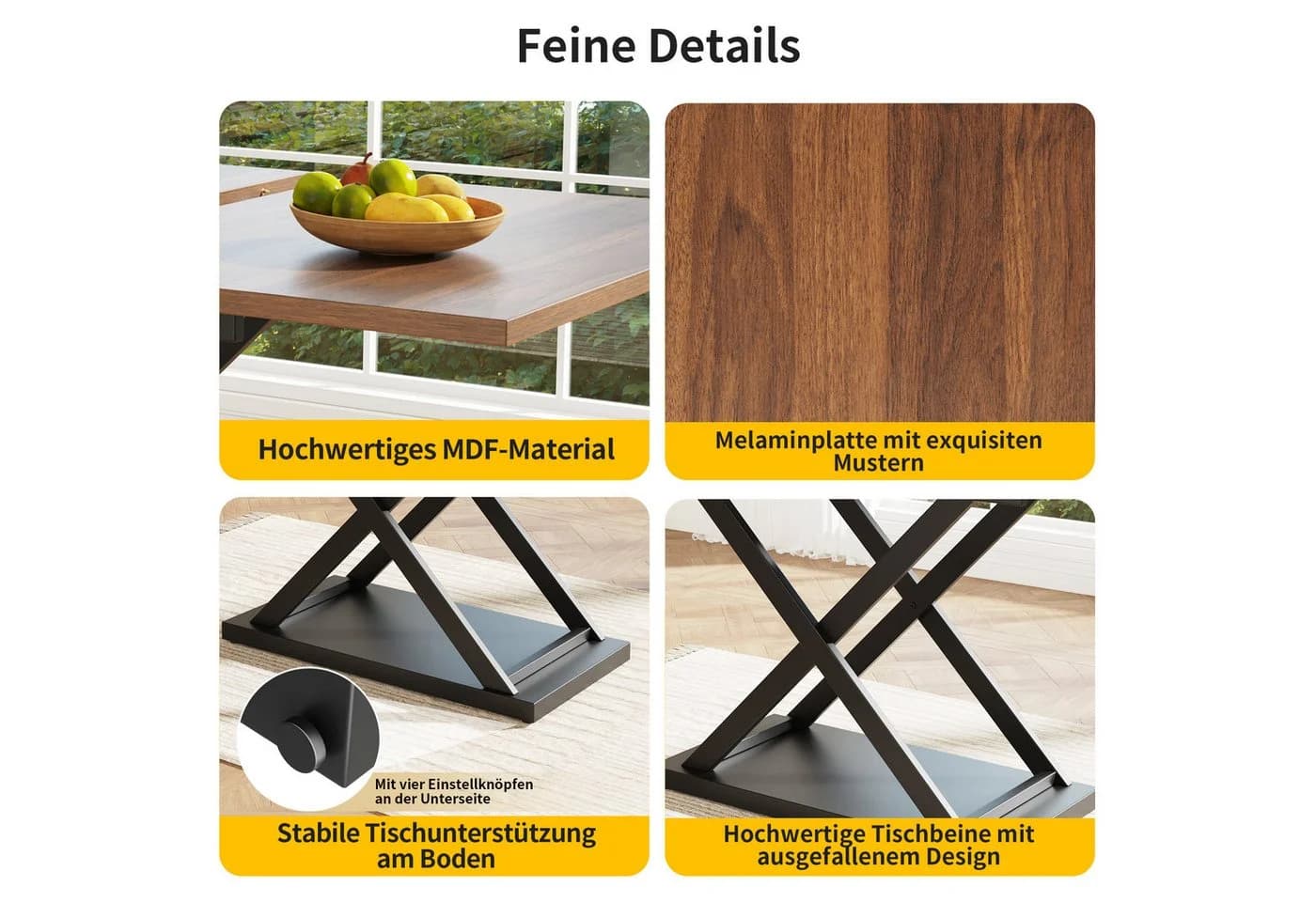 Flieks Esstisch Erweiterbar 120-160cm Braun Holzwerkstoff Eisenbeine - Bild 5
