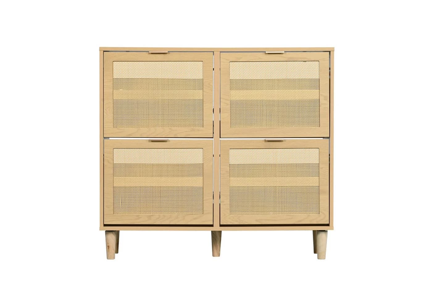 Flieks Schuhschrank mit 4 Rattan-Klappen und Metallgriffen - Bild 4