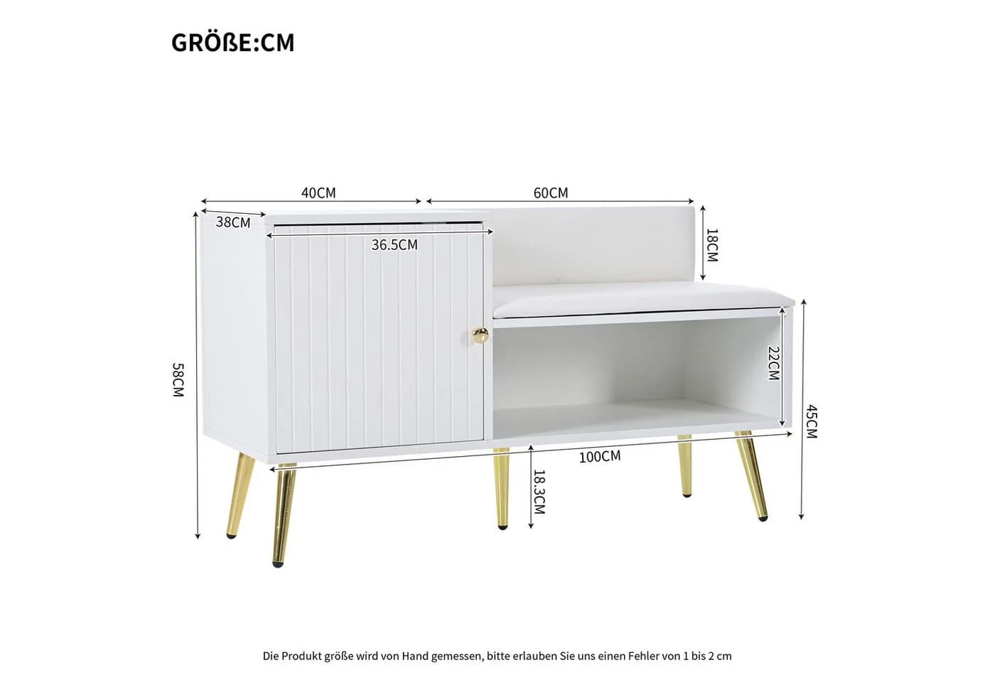 Flieks Schuhschrank Weiß mit gepolsterter Sitzfläche - Bild 4