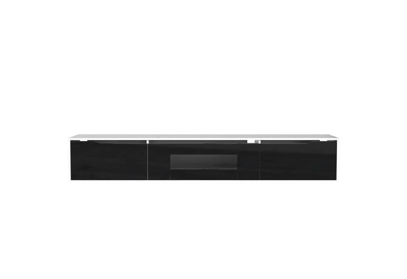 Merax Lowboard mit LED und Klapptüren, freistehend/hängend, TV-Schrank hochglanz, TV-Board Scandi - Bild 5