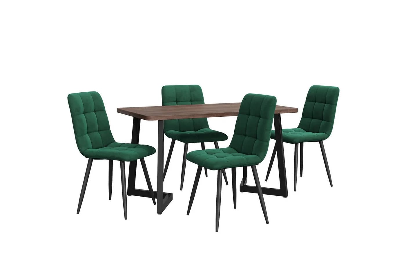 Flieks Essgruppe 5-tlg. Esstisch mit 4 Stühlen Grün/MDF