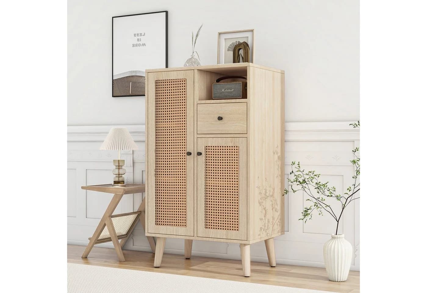 Merax Sideboard mit Rattantüren und Schublade, Highboard, Kommode, Anrichte - Bild 2
