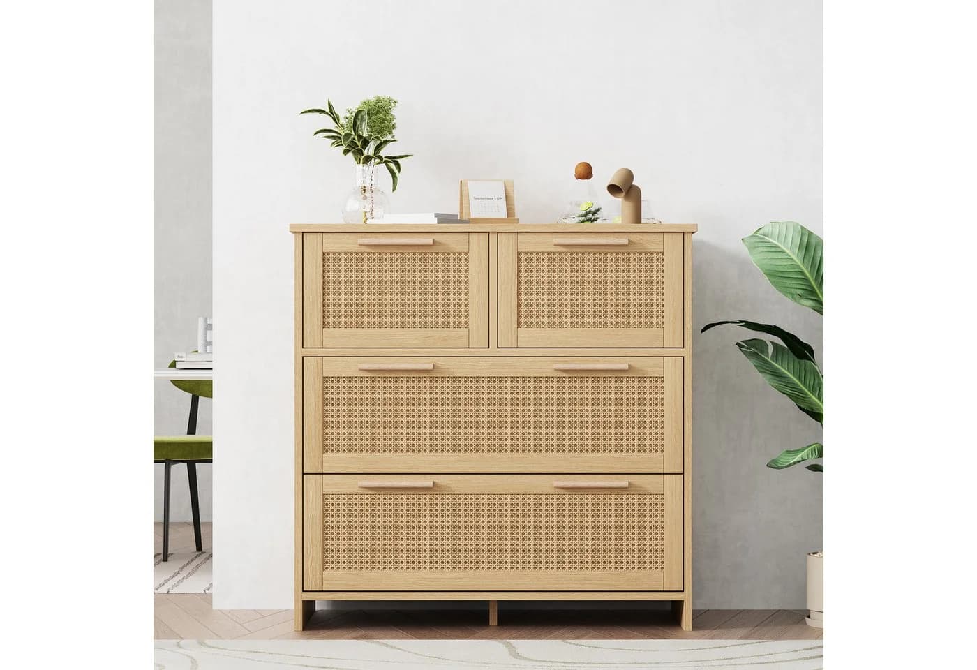 Flieks Sideboard 4 Schubladen Rattan Holzoptik - Bild 2