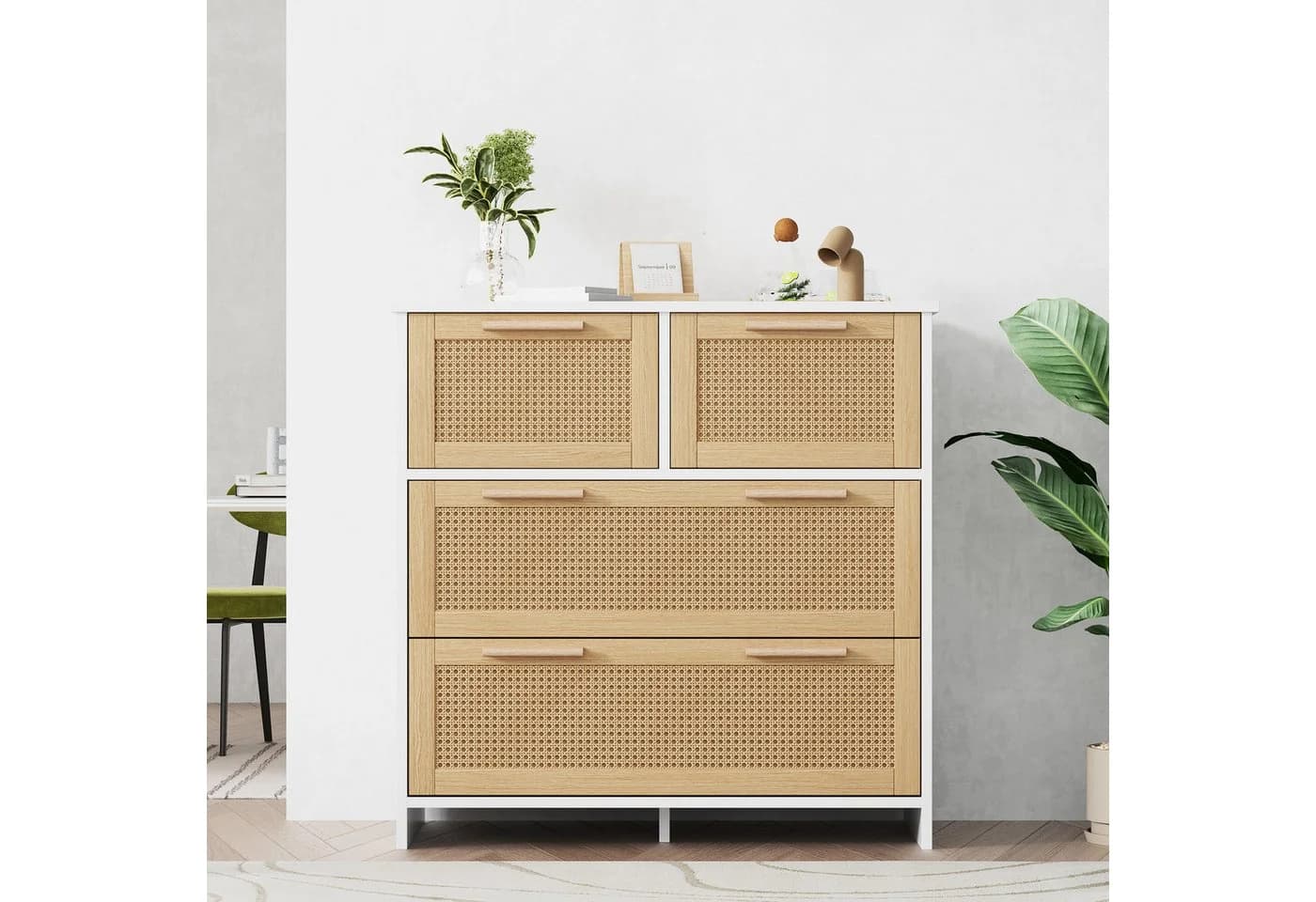Flieks Sideboard Weiß 4 Schubladen Rattandesign - Bild 2