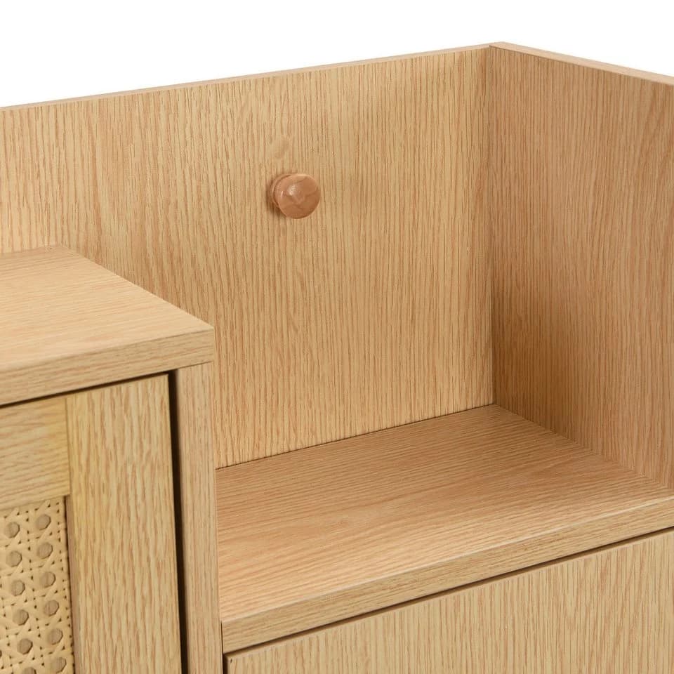 Merax Schuhschrank Weiß Rattandekor 3 Klappen Tür Schublade - Bild 5