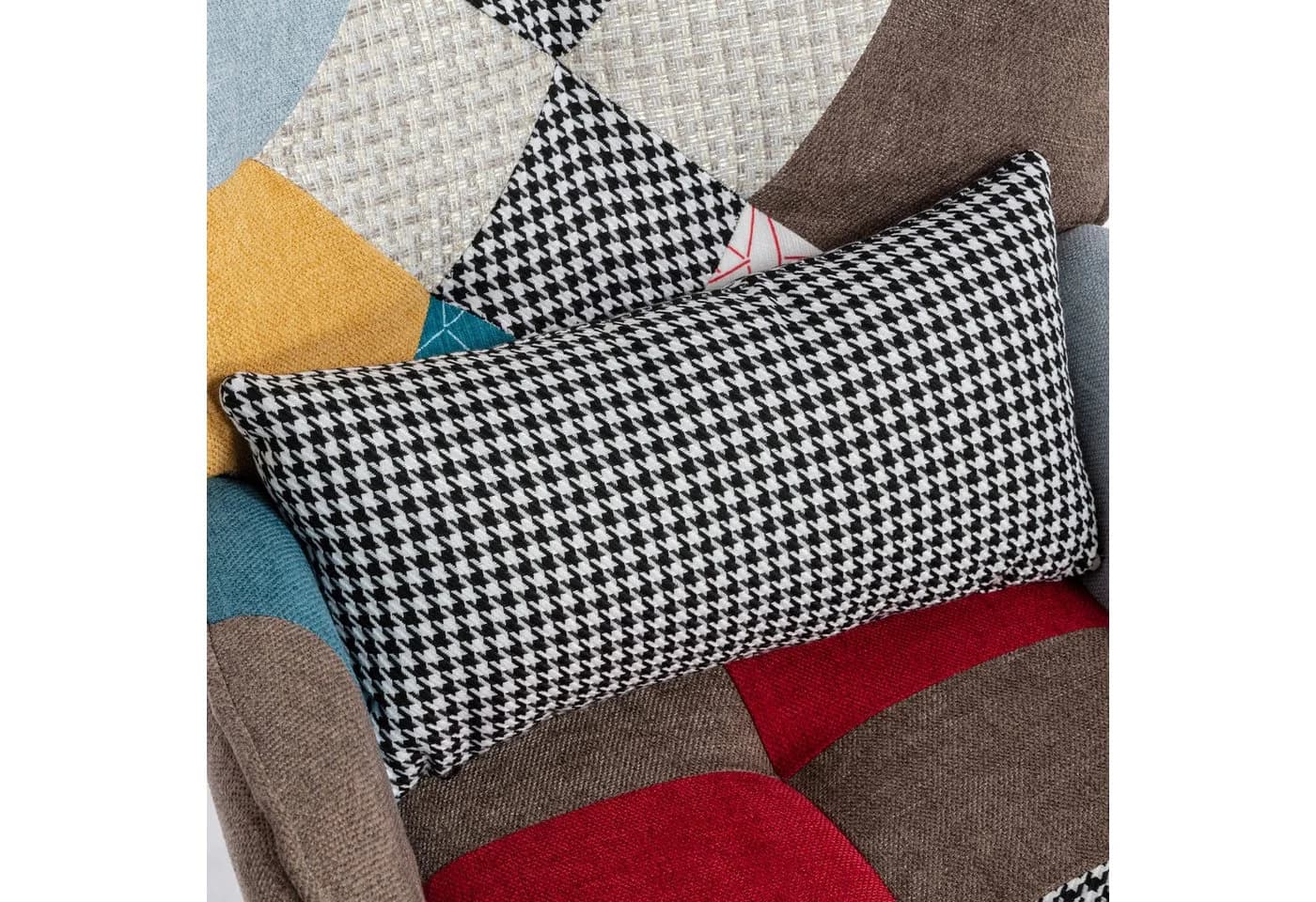 Merax Ohrensessel Patchwork mit Hocker - Bild 3