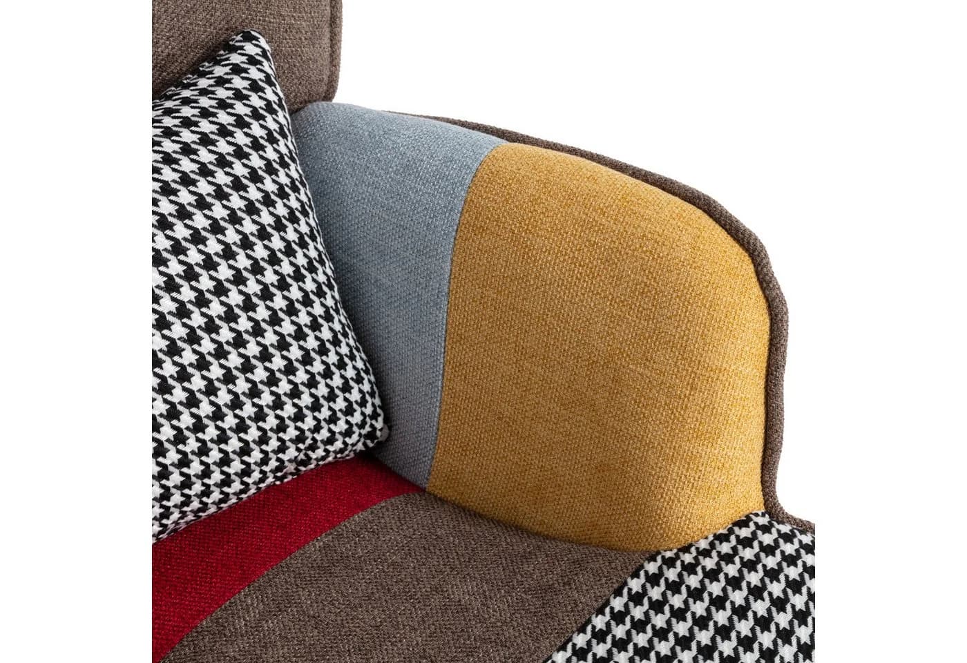 Merax Ohrensessel Patchwork mit Hocker - Bild 4