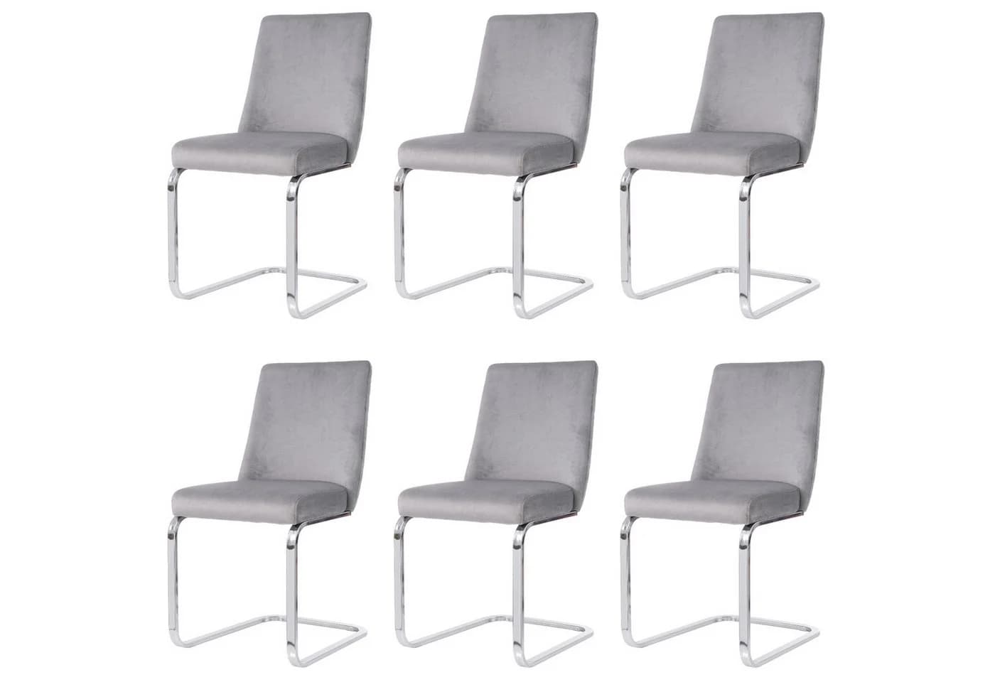 Flieks Freischwinger 6er Set Grau Samt Metallbeine