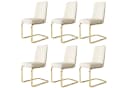 Flieks Freischwinger 6er Set Esszimmerstühle Samt Beige Gold Metallbeine Bild 1