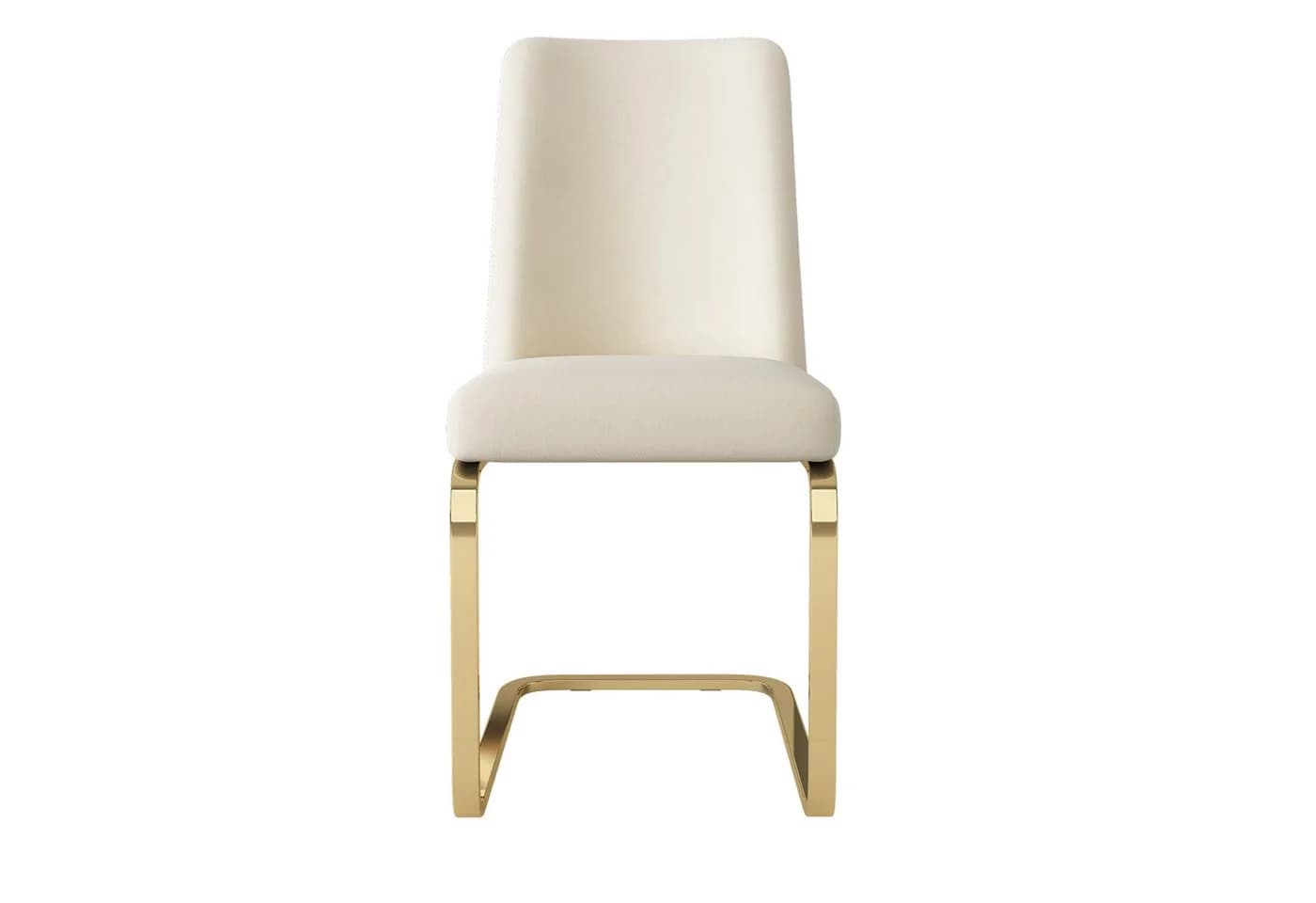 Flieks Freischwinger 6er Set Esszimmerstühle Samt Beige Gold Metallbeine - Bild 4