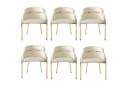 Flieks Polsterstuhl 6er Set Beige Samt Armlehnstühle Bild 3