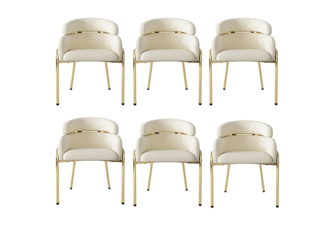 Flieks Polsterstuhl 6er Set Beige Samt Armlehnstühle - Bild 3