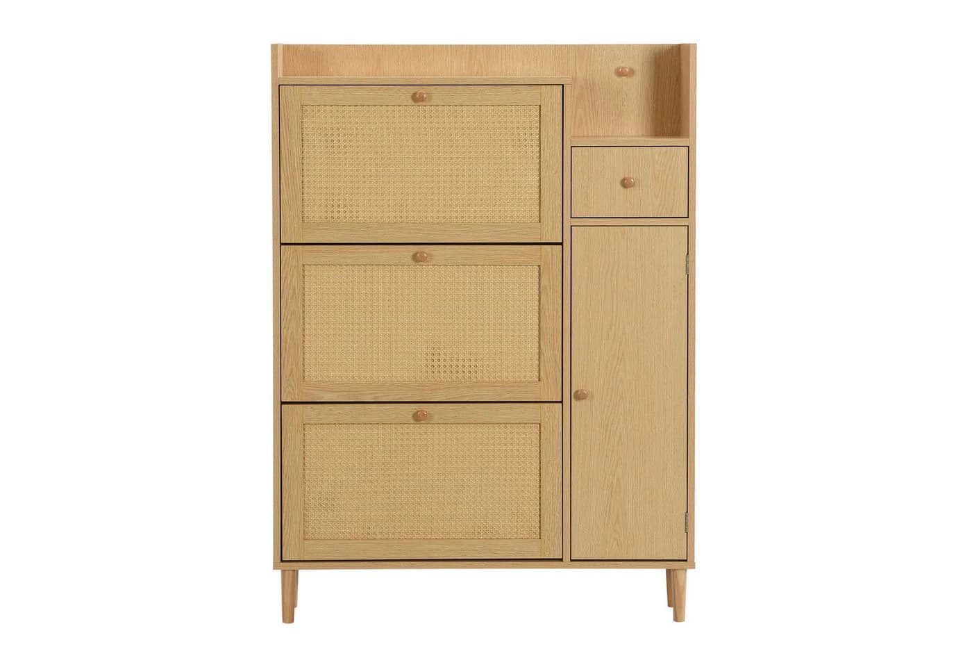 Flieks Schuhschrank 90cm mit 3 Klappen und Rattan - Bild 3