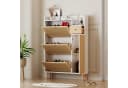 Flieks Schuhschrank 90cm Weiß Rattan Massivholzbeine Bild 2