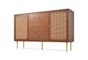 Merax Sideboard Nussbaum mit Rattan und Metallbeinen Bild 2