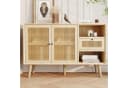Merax Sideboard Landhausstil Rattan Eiche Schwarz Bild 2