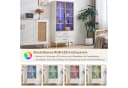Merax Glasvitrine mit Glastüren und LED Weiß/Braun/Gold Hochschrank Bild 1