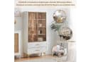 Merax Glasvitrine mit Glastüren und LED Weiß/Braun/Gold Hochschrank Bild 5