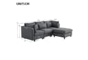 Merax 3-Sitzer Sofa mit Hocker XXL Leinen Bild 4