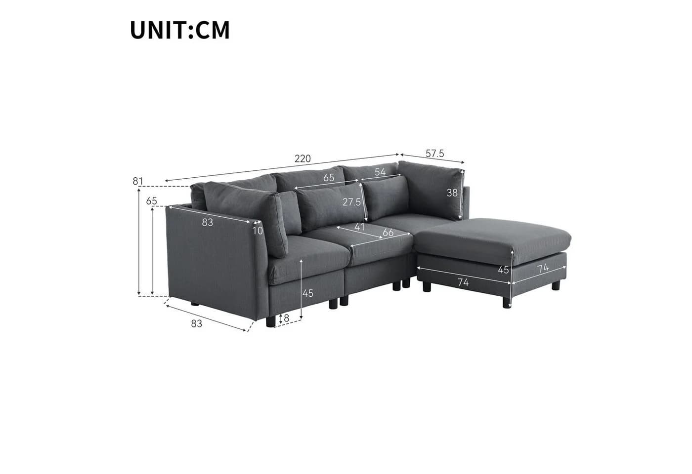 Merax 3-Sitzer Sofa mit Hocker XXL Leinen - Bild 4
