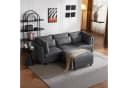 Merax 3-Sitzer Sofa mit Hocker XXL Leinen Bild 5