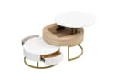 Merax Couchtisch Set mit Goldenen Metallrahmen und Schubladen Bild 2